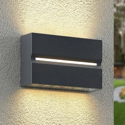 Prios Itarion LED udendørs væglampe, klar skærm