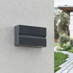 Prios Itarion LED udendørs væglampe, klar skærm