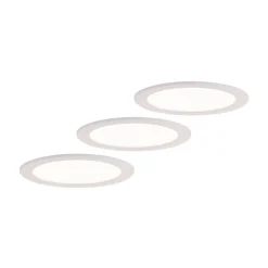 Prios LED-indbygningslampe Cadance, hvid, 22 cm, sæt med 3, CCT
