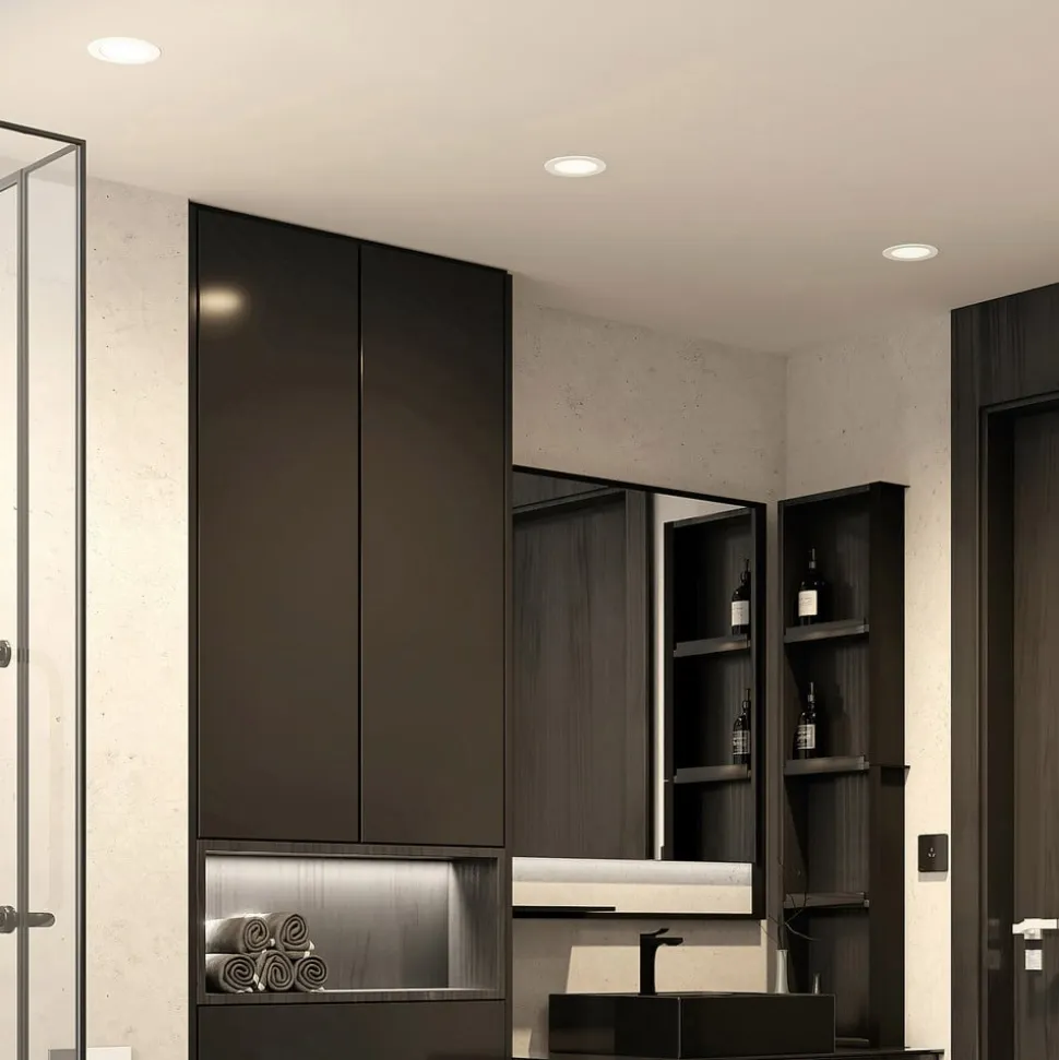 Prios LED-indbygningslampe Rida, sæt med 10, hvid, 12 cm, CCT, IP44