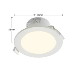 Prios LED-indbygningslampe Rida, sæt med 10, hvid, 12 cm, CCT, IP44