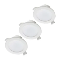 Prios LED-indbygningslampe Rida, sæt med 3, hvid, 15 cm, CCT, IP44