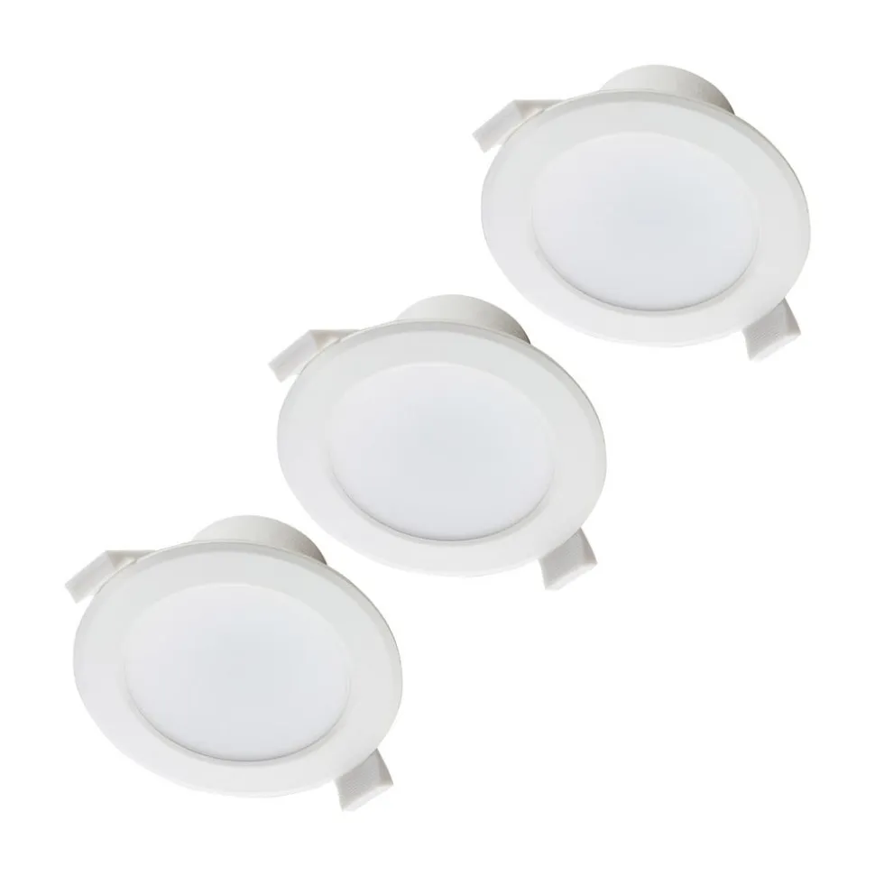 Prios LED-indbygningslampe Rida, sæt med 3, hvid, 15 cm, CCT, IP44