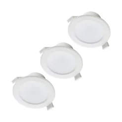 Prios LED-indbygningslampe Rida, sæt med 3, hvid, 10 cm, CCT, IP44