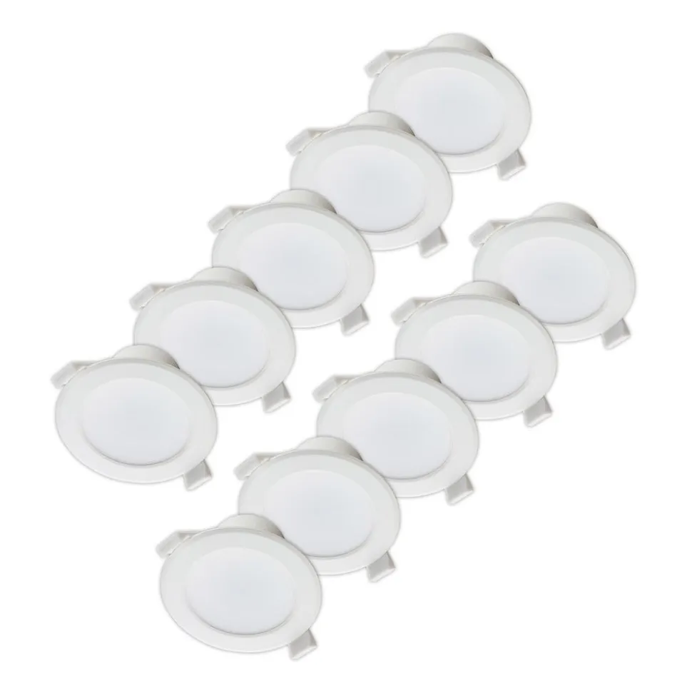 Prios LED-indbygningslampe Rida, sæt med 10, hvid, 15 cm, CCT, IP44