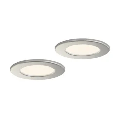Prios LED-indbygningslampe Cadance, sølv, 12 cm, sæt med 2, CCT