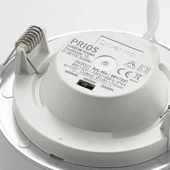 Prios LED-indbygningslampe Cadance, sølv, 12 cm, sæt med 2, CCT