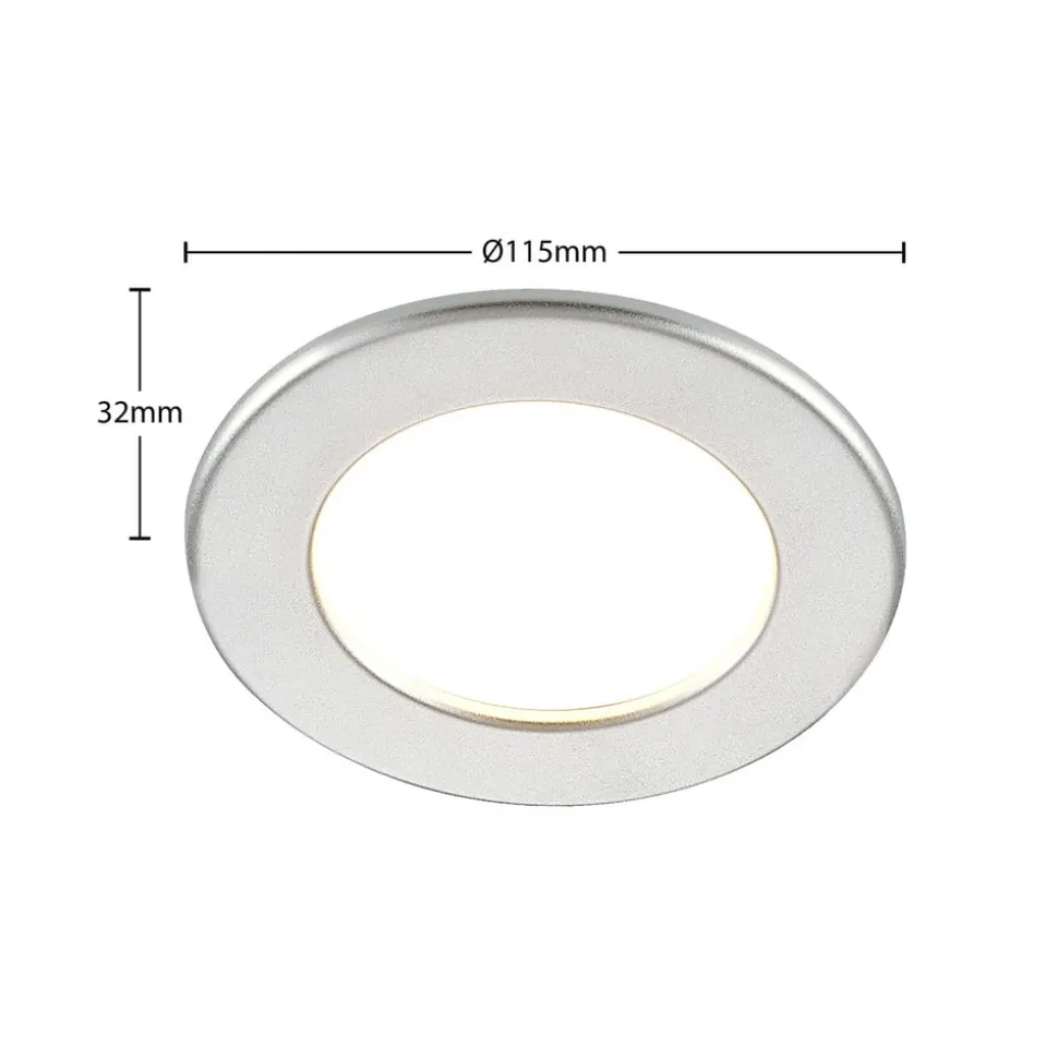 Prios LED-indbygningslampe Cadance, sølv, 12 cm, CCT, IP44