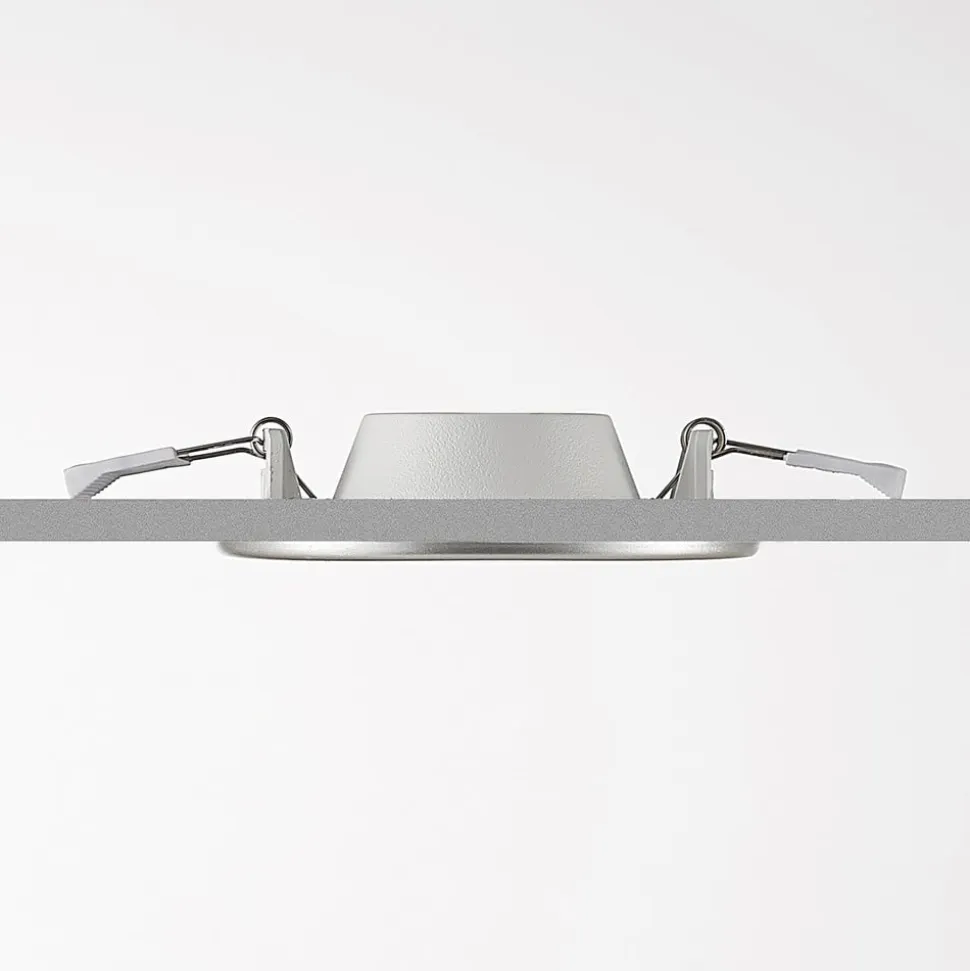 Prios LED-indbygningslampe Cadance, sølv, 12 cm, CCT, IP44