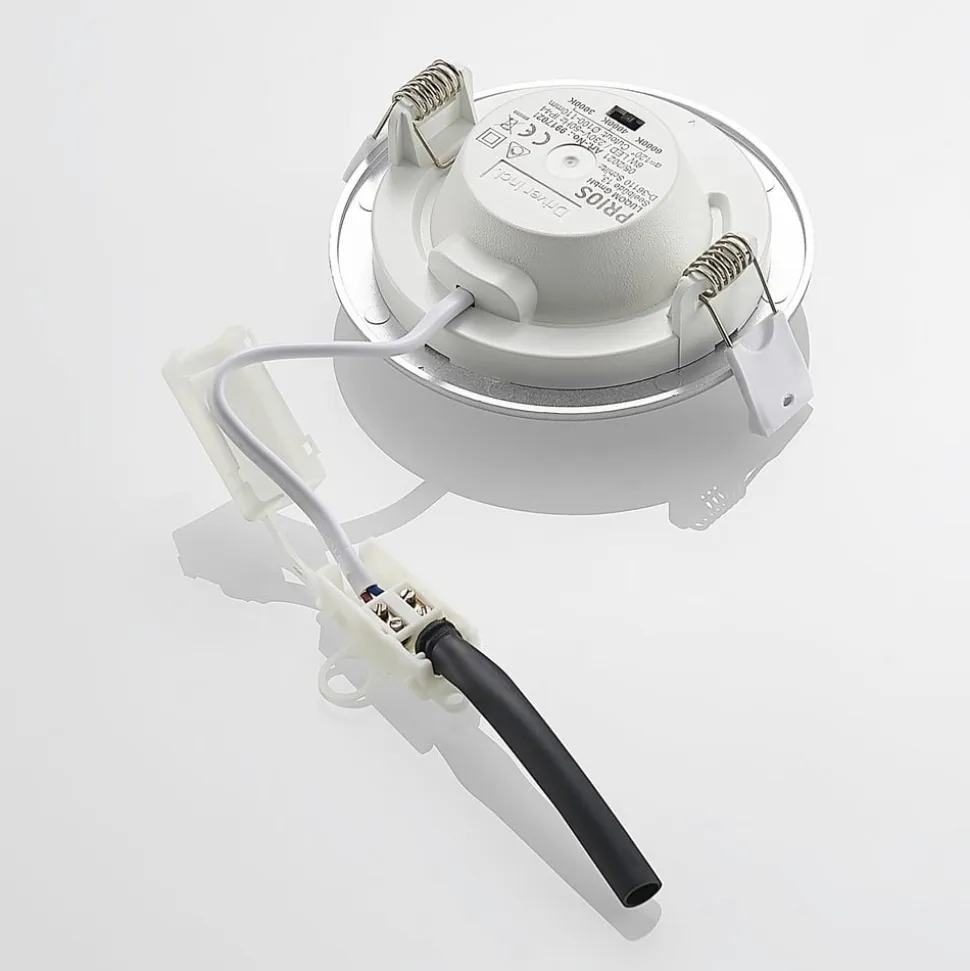 Prios LED-indbygningslampe Cadance, sølv, 12 cm, CCT, IP44