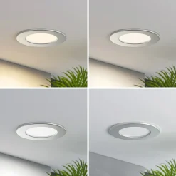 Prios LED-indbygningslampe Cadance, sølv, 12 cm, CCT, IP44