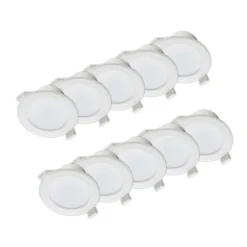 Prios LED-indbygningslampe Rida, 10stk, hvid, 23cm, 30W, CCT, IP44