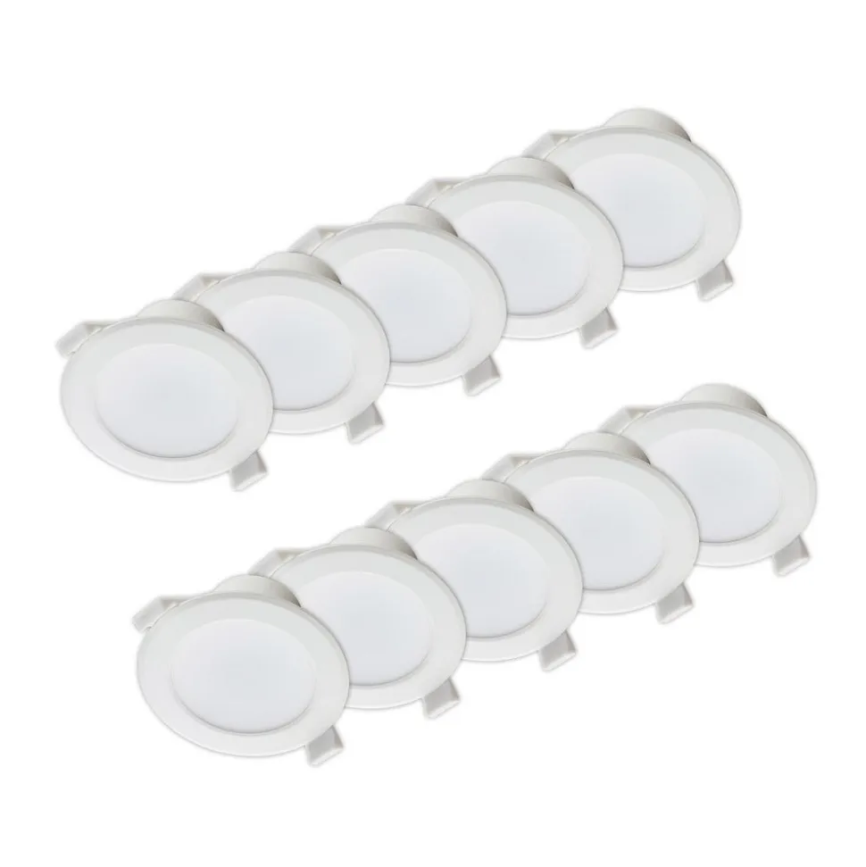 Prios LED-indbygningslampe Rida, 10stk, hvid, 23cm, 30W, CCT, IP44