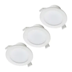 Prios LED-indbygningslampe Rida, sæt med 3, hvid, 19 cm, CCT, IP44