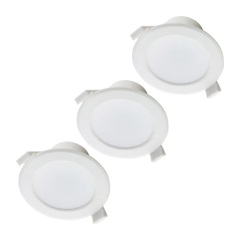 Prios LED-indbygningslampe Rida, sæt med 3, hvid, 19 cm, CCT, IP44