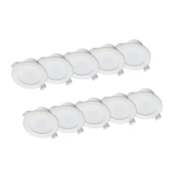 Prios LED-indbygningslampe Rida, sæt med 10, hvid, 10 cm, CCT, IP44