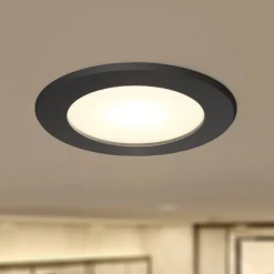 Prios LED-indbygningsspot Rida, sort, Ø 10 cm, CCT, IP44