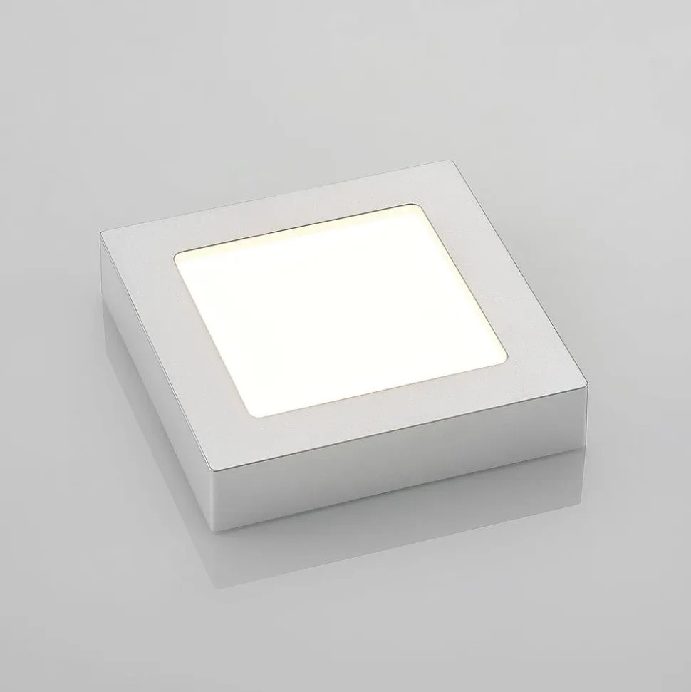 Prios LED-loftlampe Alette, sølv, 17,2 cm, dæmpbar