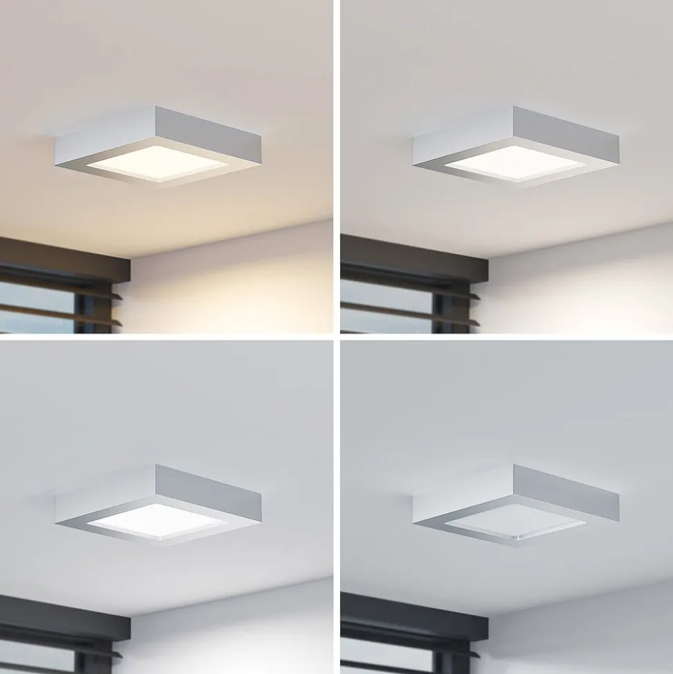 Prios LED-loftlampe Alette, sølv, 17,2 cm, dæmpbar