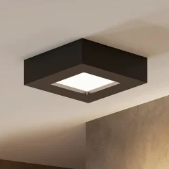 Prios LED-loftlampe Alette, sort, 6 W, CCT, dæmpbar