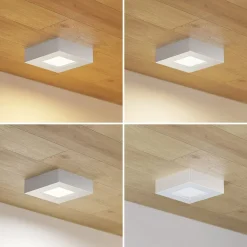 Prios LED-loftlampe Alette, sølv, 12,2 cm, dæmpbar