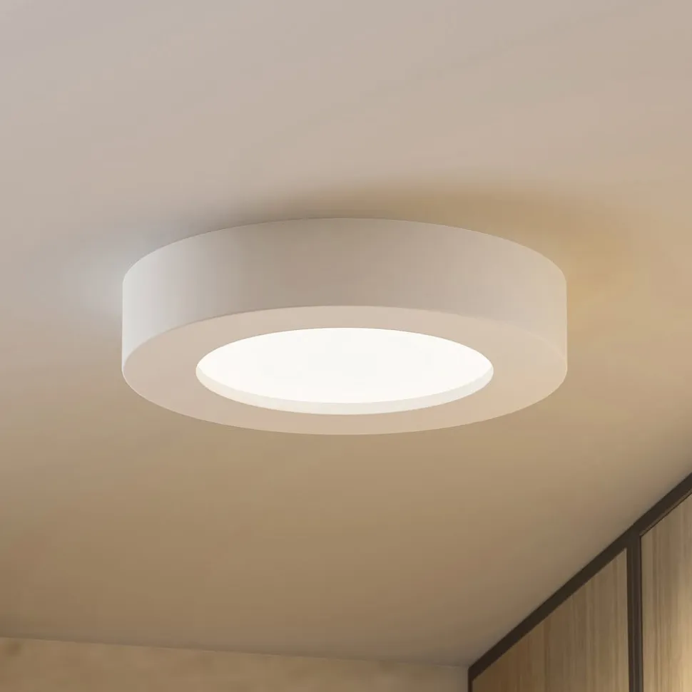 Prios LED-loftlampe Edwina, hvid, 18 cm, CCT, IP44