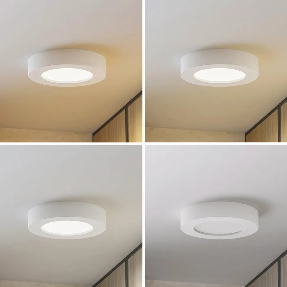 Prios LED-loftlampe Edwina, hvid, 18 cm, CCT, IP44