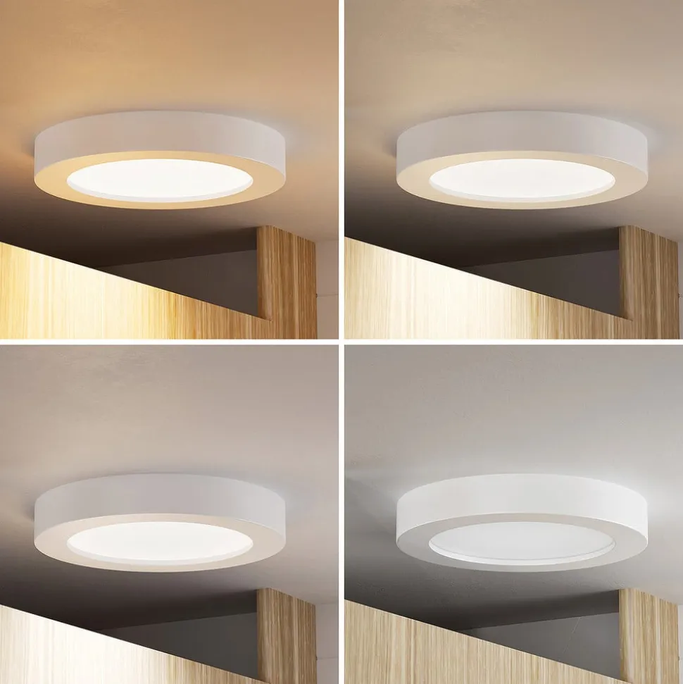 Prios LED-loftlampe Edwina, hvid, 23 cm, CCT, IP44