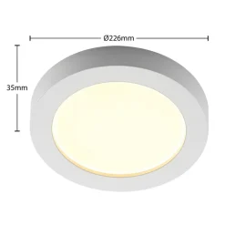Prios LED-loftlampe Edwina, hvid, 23 cm, CCT, IP44