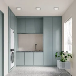 Prios LED-loftlampe Edwina, sølv, 23 cm, CCT, IP44