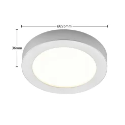 Prios LED-loftlampe Edwina, sølv, 23 cm, CCT, IP44