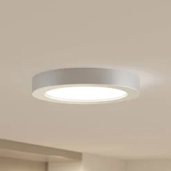 Prios LED-loftlampe Edwina, sølv, 25 cm, CCT, IP44