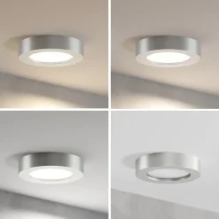 Prios LED-loftlampe Edwina, sølv, 18 cm, CCT, IP44