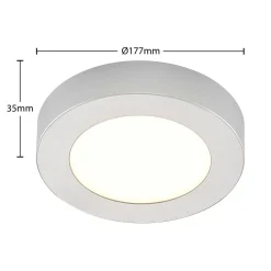 Prios LED-loftlampe Edwina, sølv, 18 cm, CCT, IP44