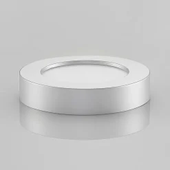 Prios LED-loftlampe Edwina, sølv, 18 cm, CCT, IP44