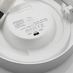 Prios LED-loftlampe Edwina, sølv, 18 cm, CCT, IP44