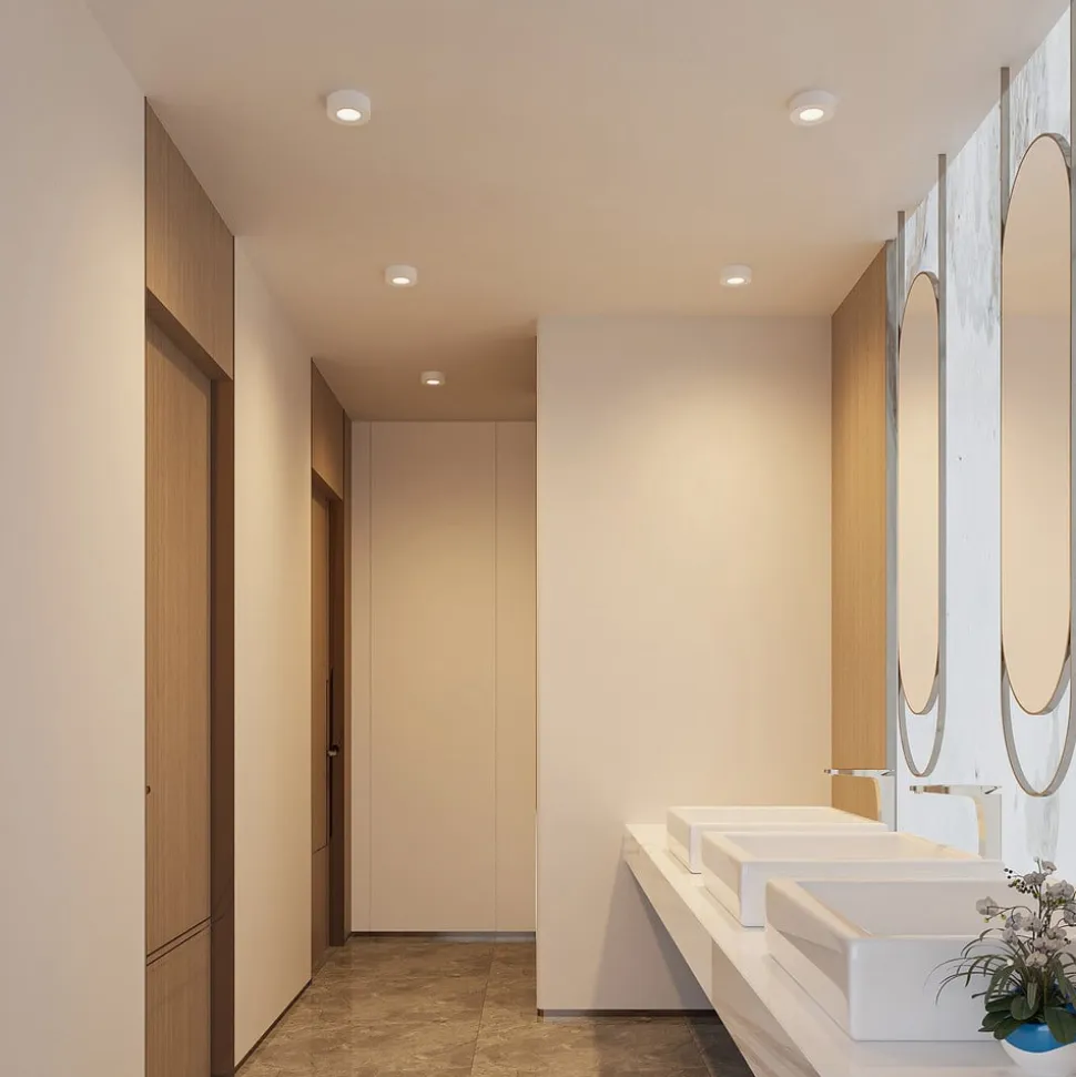 Prios LED-loftlampe Edwina, hvid, 12 cm, CCT, IP44