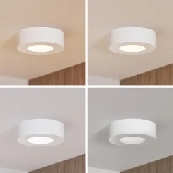 Prios LED-loftlampe Edwina, hvid, 12 cm, CCT, IP44