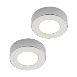Prios LED-loftlampe Edwina, sølv, 12 cm, sæt med 2 stk