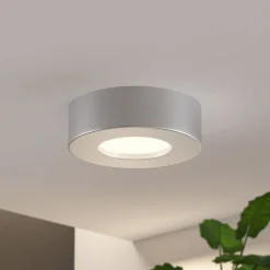 Prios LED-loftlampe Edwina, sølv, 12 cm, sæt med 2 stk