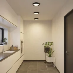 Prios LED-loftlampe Edwina, sort, 25 cm, CCT, IP44