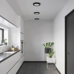 Prios LED-loftlampe Edwina, sort, 25 cm, CCT, IP44