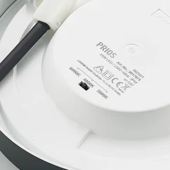 Prios LED-loftlampe Edwina, sort, 25 cm, CCT, IP44