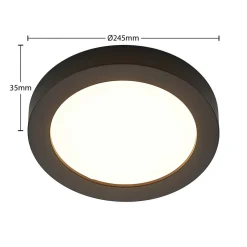 Prios LED-loftlampe Edwina, sort, 25 cm, CCT, IP44