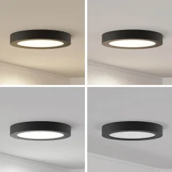 Prios LED-loftlampe Edwina, sort, 25 cm, CCT, IP44