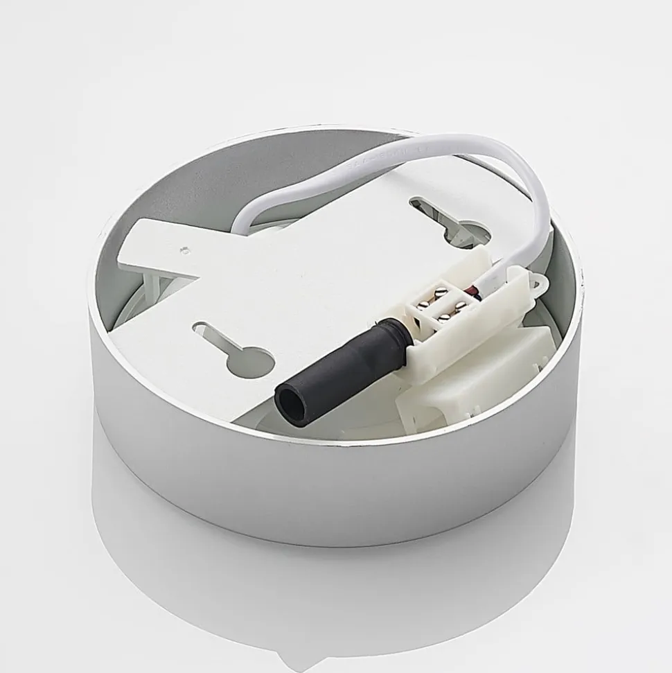 Prios LED-loftlampe Edwina, sølv, 12 cm, CCT, IP44