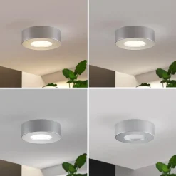 Prios LED-loftlampe Edwina, sølv, 12 cm, CCT, IP44