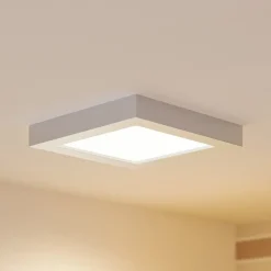 Prios LED-loftslampe Alette, sølv, 22,7 cm, 18W, dæmpbar