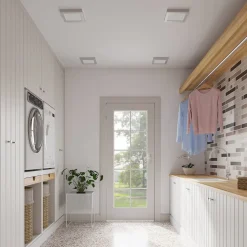 Prios LED-loftslampe Alette, sølv, 22,7 cm, 18W, dæmpbar