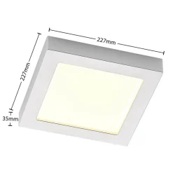 Prios LED-loftslampe Alette, sølv, 22,7 cm, 18W, dæmpbar